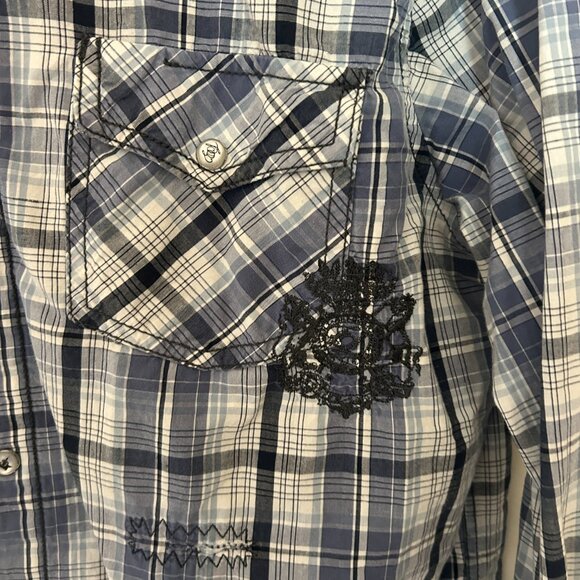 English Laundry Plaid and Embroidered Western Shirt - Picture 3 of 8